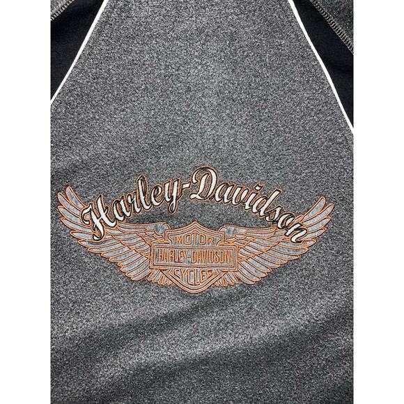 Harley-Davidson Women’s XL Full Zip Hoodie Gray Orange Trim Embroidered Y2K - Picture 6 of 13
